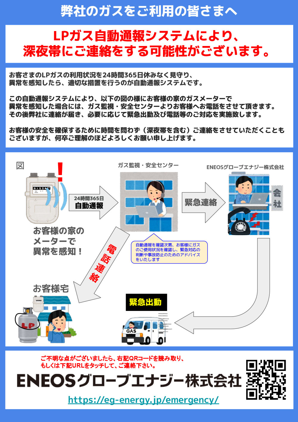 ＬＰガス自動通報システムに関するお知らせ